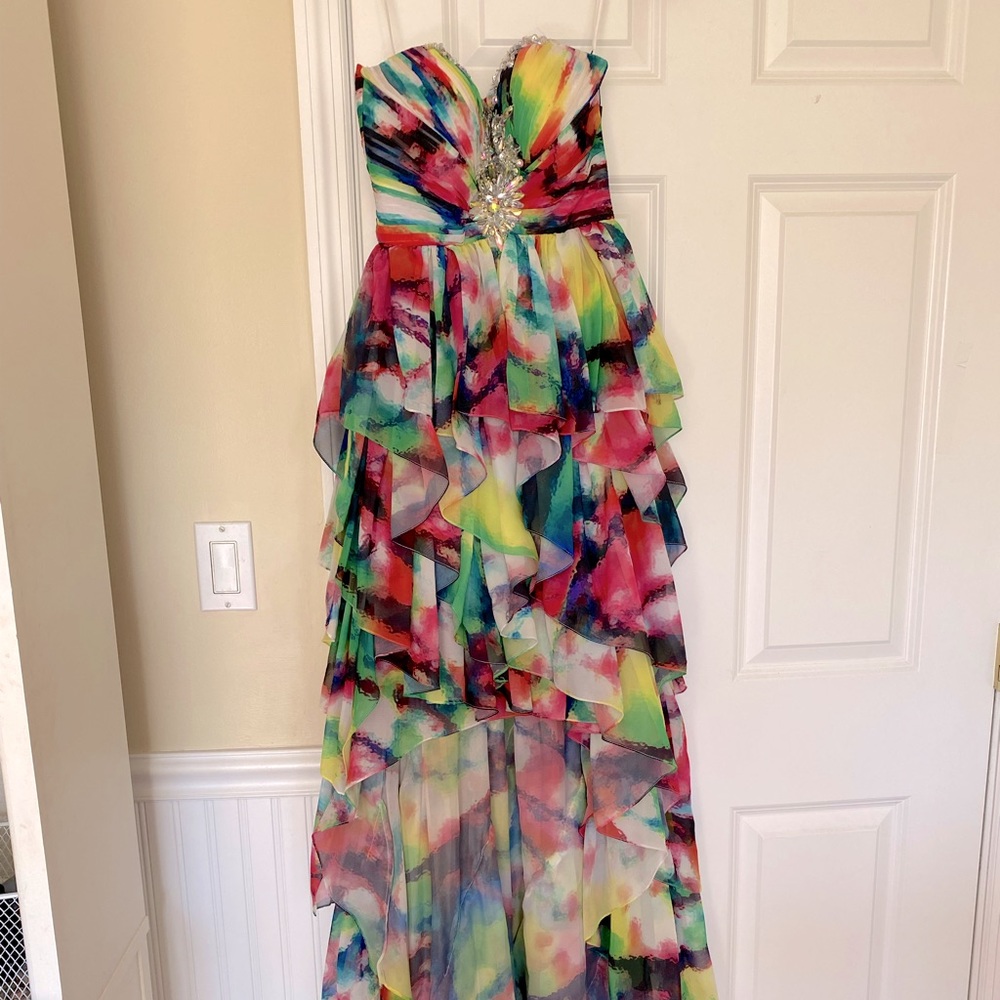Rainbow High Low Bejeweled Prom, Sweet 16 Dress